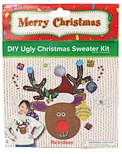 Make Your Own Ugly Sweater Kit | DIY Christmas Sweater Decorating Set with Reindeer & Tree Patches | Includes Felt Ornaments & Decorative Ribbons